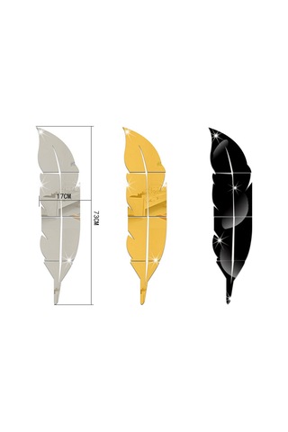 Monyee Siyah Akrilik Kanat Desenli Dıy Yansıta Duvar Sticker - 6 Parça, Yapıştırıcı, Kaldırılabilir, Ev Dekorasyonu Siyah