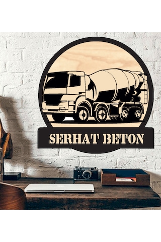 Beton Mikseri Temalı Ahşap Duvar Tablo Ahşap