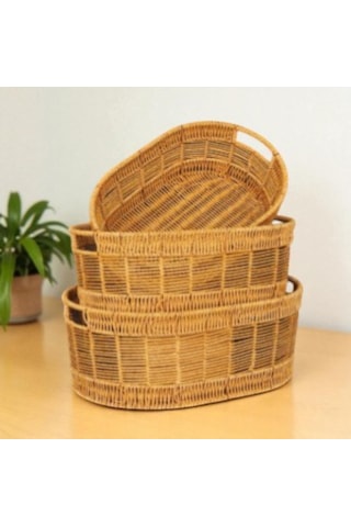 Oval Rattan Orta Boy Sepet Hasır