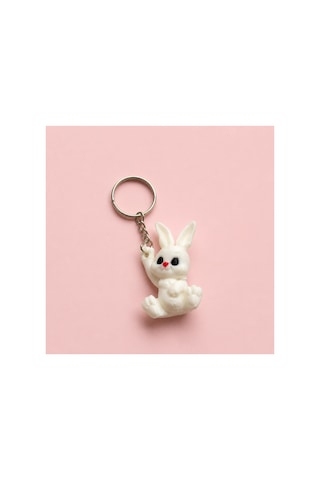 Tarzını Seç Tarzınıseç 3d Cutie Bunny Anahtarlık Charm Beyaz
