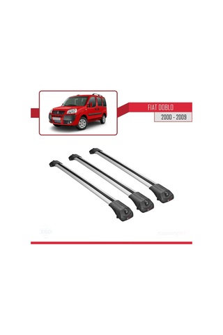 Fiat Doblo 2000-2009 Arası İle Uyumlu Ace-1 Ara Atkı Tavan Barı Gri 3 Adet Bar