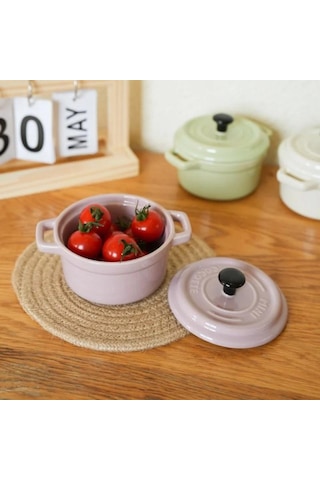 200ml Seramik Kahvaltı Kasesi Kapaklı Ramekinler Fırına Uygun Krem Brulee, Mini Güveç Sufle Kapağı Ve Fransız Soğan Çorbası İçin Sap Mor