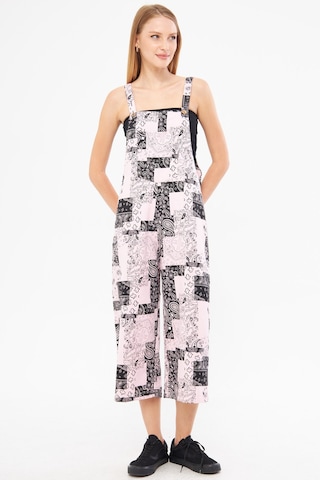 Armonika Kadın Toz Pembe Desenli Bahçivan Tulum Arm-24y001106