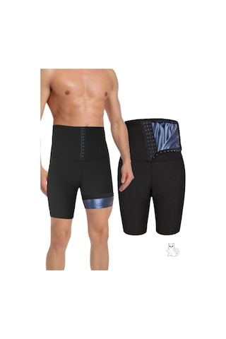 Mistirik Sauna-şort Model Alt Karın Ve Göbek Bölgesi Etkili Agraflı Spor Termal Şort Siyah