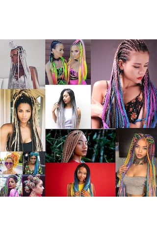 Afrika Örgüsü ve Rasta için Sentetik Ombreli Saç Açık Pembe - Koyu Pembe