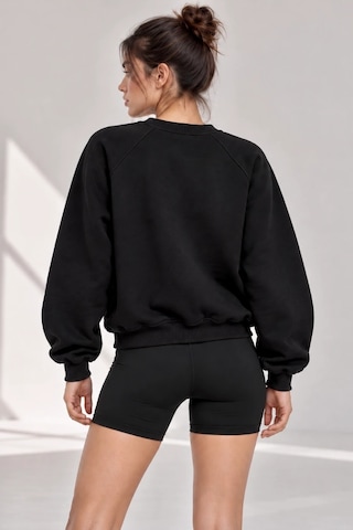 Bbbutikbasic Kadın Şardonlu 3 İplik Kısa Reglan Kol Sweatshirt My3535 siyah