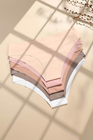 Merry See 5 Li Set İz Yapmaz Likralı Dikişsiz Lazer Kesim Bikini Slip Külot Çok Renkli