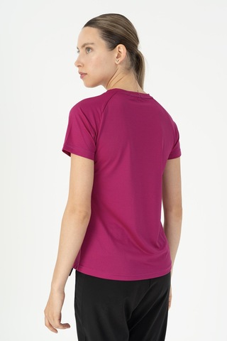 Maraton Slimfit Kadın Bisiklet Yaka Koyu Pembe- T-shirt Koyu Pembe-