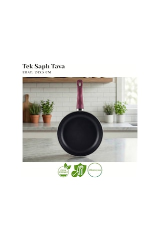 24 Cm Granit Tek Saplı Tava - Mürdüm Mürdüm