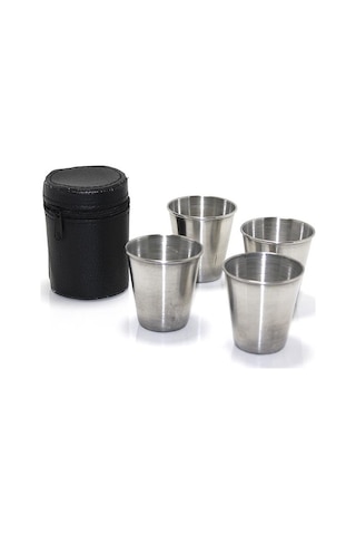 Çelik Shot Bardak (4adet + Çanta)