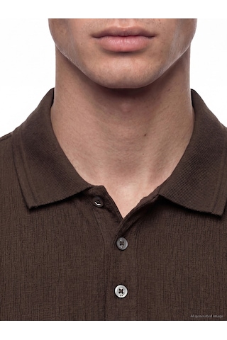 Lcwaıkıkı Classic Kahverengi Standart Fit Polo Yaka Strüktürlü Erkek Tişört