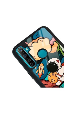 Oppo Real Me 5i Baby Astronaut Tasarımlı Glossy Telefon Kılıfı Siyah