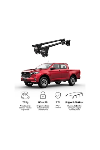 Royal Mazda Bt-50 2011 Ve Sonrası Uyumlu Siyah Kilitli Ara Atkı Port Bagaj Tavan Barı
