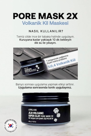 Lebelage Volkanik Kil Maskesi Gözenek ve Siyah Nokta Lebelage Jeju Volcanic Super Clay Pore Mask 100ml