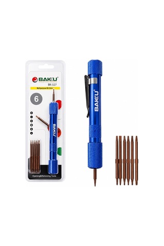 Baku Bk-327 Hassas 6 Değiştirilebilir Uçlu Mobil Cep Telefonu Tamir Tornavidası