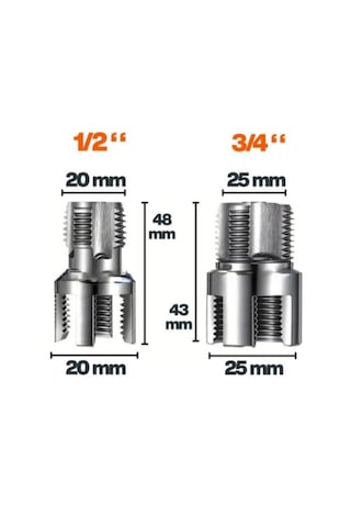 2 Li Set İç Dış Plastik Boru Diş Açma Seti 1/2 20 Mm Ve 3/4 İnç 25 Mm Borularla Uyumlu