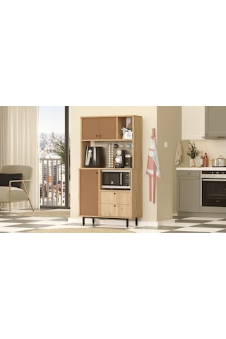 Lounge Kahve Köşesi Çok Amaçlı Dolap Mutfak Dolabı Sepet-kiremit