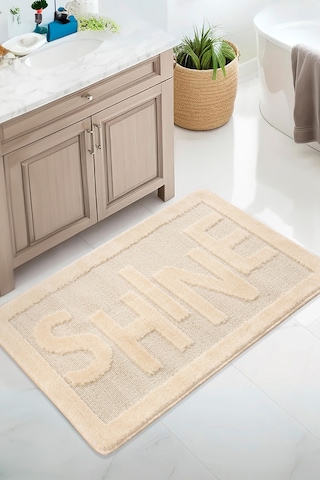 Doğal Kaymaz Taban Banyo Paspas Uzun Ömürlü Yumuşak Dokulu Su Emici Yıkanabilir Shine 60x100 Krem