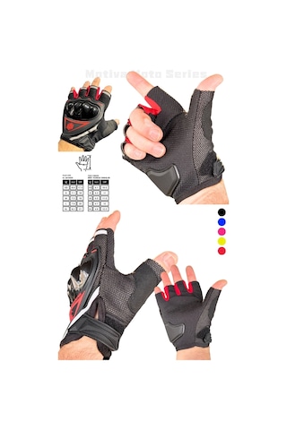 Motiva Works Kırmızı Kısa Yarım Parmak Motosiklet Eldiveni Mw120r