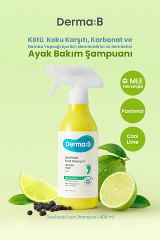 Kötü Koku Karşıtı, Nemlendirici Ve Serinletici Ayak Şampuanı Derma:b Deofresh Foot Shampoo Lime