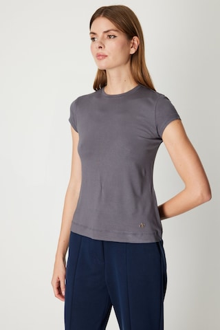 On Kadın Sıfır Yaka Ay Kol Basic Bluz 61302 Antrasit Antrasit