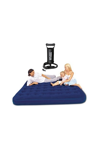 Bestway BW109 Üç Kişilik Şişme Yatak + El Pompası 203x183x22 CM - Mavi