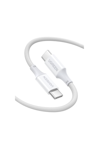Ugreen Usb-c 100w 3a Qc Pd Silikon Örgülü Hızlı Şarj Kablosu, 1 Metre, Beyaz, 15267