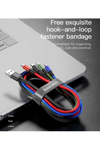 Baseus 4in1 Kablo Lightning (2)+Micro+Type-c 3.5A 1.2M