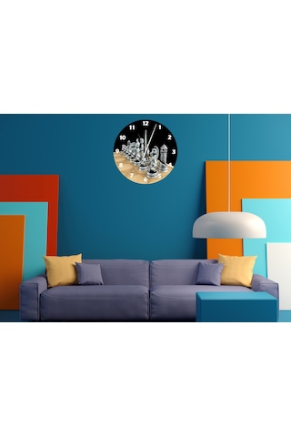Ti-play Satranç Taşları 30x30cm Akrilik Dekoratif Modern Duvar Saati ÇOk Renkli
