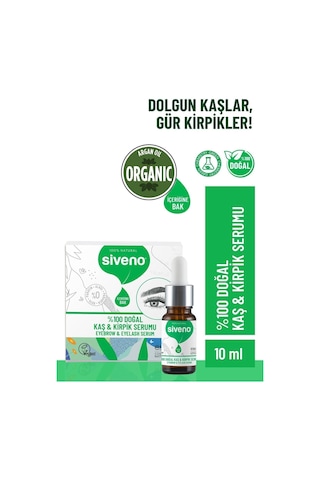 Siveno %100 Doğal Kaş ve Kirpik Serumu Bitkisel Yoğunlaştırıcı Canlandırıcı Yoğun Bakım Yağı Vegan 10 ML