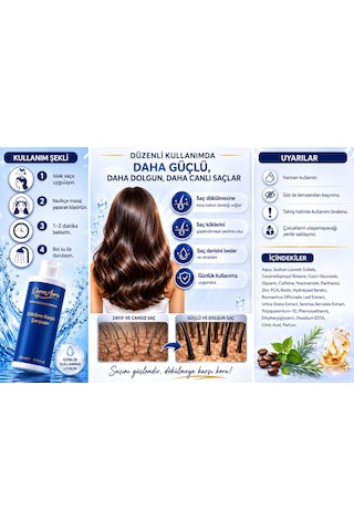 Dermaura Dökülme Karşıtı Kafein & Biotin İçerikli Güçlendirici Saç Bakım Şampuanı 200 ML