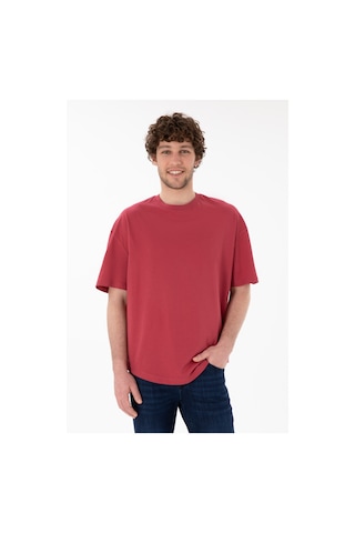 U.S. Polo Assn. Erkek Long Fit Bisiklet Yaka Vişne Basic Tişört 50305988-VR223