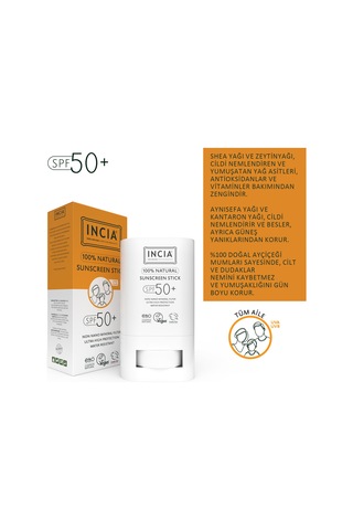 Incıa Doğal Mineral Filtreli Stick Güneş Koruyucu SPF50+ 15 G