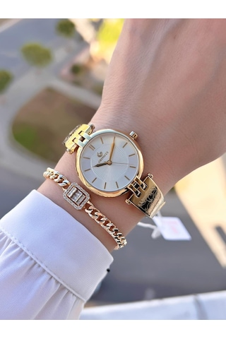 Revello Altın Kaplama Kararma Renk Atma Yapmaz 3atm Su Geçirmez+bileklik Lady Wristwatch Grc.101.m1