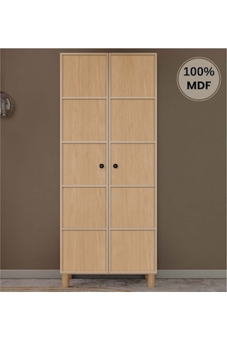 Meşe 2 Kapak Mdf Ayaklı Tasarım Gardırop Rota