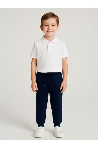 Çocuk Beli Paçası Lastikli Yumuşak Dokulu Okul Eşofman Altı-16088 Lacivert