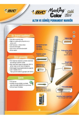 Bic Marking Altın Gümüş Keçeli Kalem 2'li Altın - Gümüş