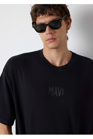 Mavi M0613581-900 Mavi Baskılı T-shirt Erkek Tişort Siyah