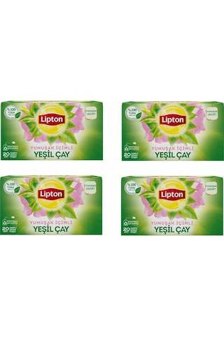 Lipton Yumuşak İçim Bardak Süzen Poşet Yeşil Çay 20'li Paket X 4 Adet