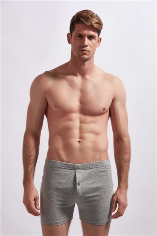 Josejuan 3'Lü Erkek Boxer Düğmeli Koton Likralı 1010-Gri Melanj - Bordo - Indigo