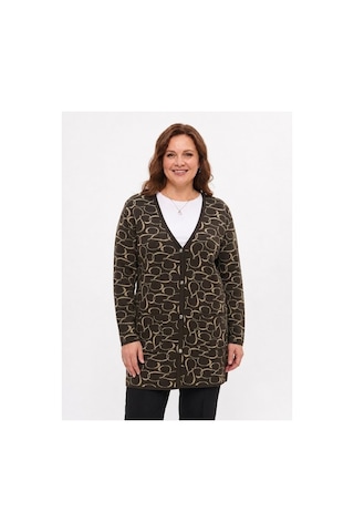 Onno Style Women Kalp Desenli Klasik Triko Düğmeli Ceket Kahverengi