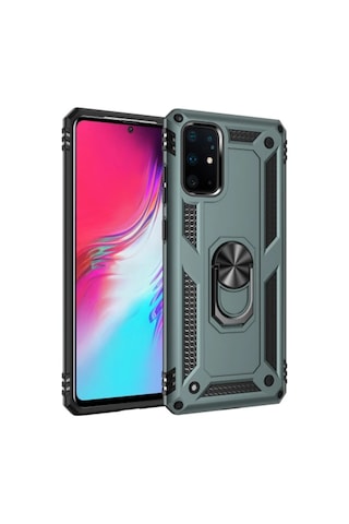 Ally Sm Samsung Samsung Galaxy Uyumlu S20+ Plus Yüzüklü Kılıf Armor Shockproof Ring Kılıf- 5775 Gri