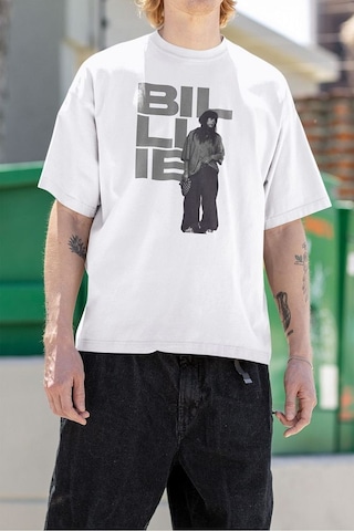 Billie Eilish Özel Tasarım Unisex Tişört, Oversize Şarkıcı Tişört Beyaz