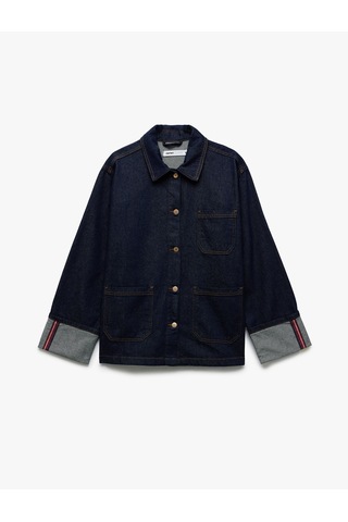 Koton Pamuklu Cep Detaylı Klasik Yaka Düğmeli Denim Ceket Koyu İndigo 5sal50027md Dark Indigo İndigo