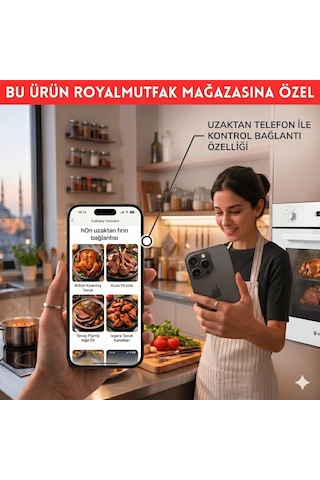 Hoover Roma HO3158W+ HVW6MW +HDG6C1GWTK Telefon Bağlantılı Beyaz Cam Dijital Turbo Ankastre Set