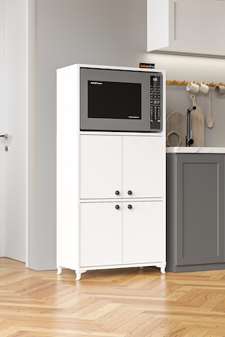 Ae-2065 Nergis Beyaz Çok Amaçlı Mutfak Dolabı&banyo Dolabı, 4 Kap