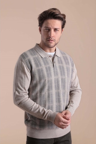 Ferraro Polo Yaka Superfine Yün Kazak - Bej Bej