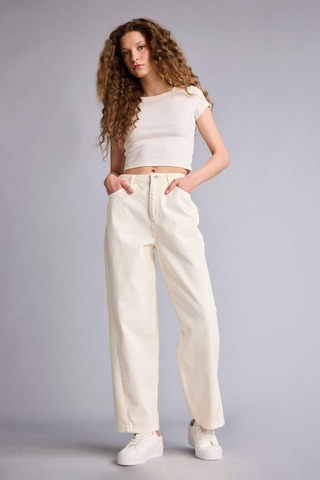 Defacto Baggy Fıt Normal Bel Standart Boy Gabardin Pantolon G9893ax26spwt84 Beyaz-wt84