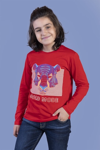 Toontoy Kids Toontoy Erkek Çocuk Kabartma Baskılı Tişört Kırmızı