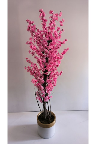 Rüzgar Yapay Çiçekçilik 30x30 Krem Gold Saksıda Bahardalı Ağacı Pembe